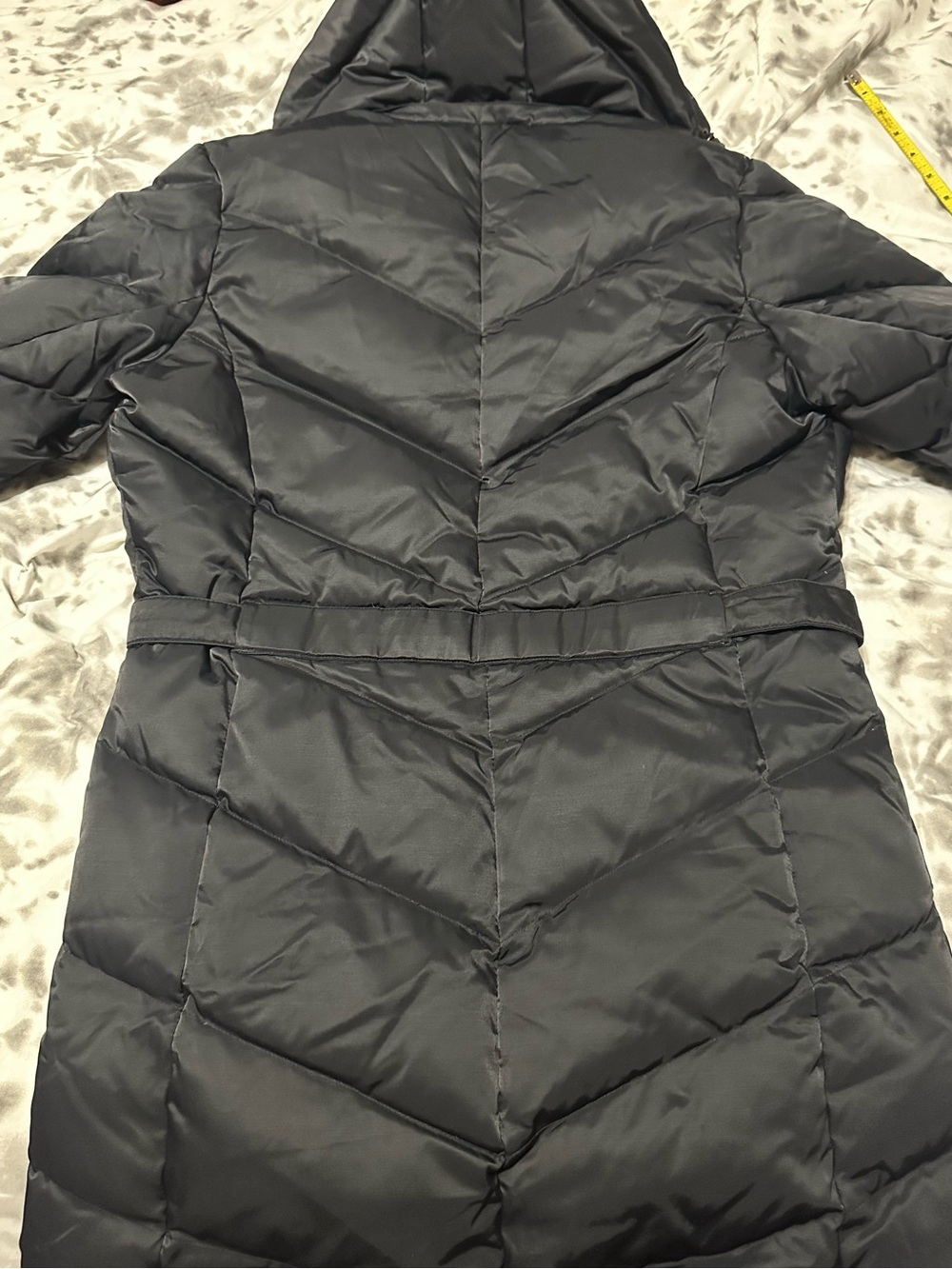 Adidas Black Quilted Belted Puffer Coat with Hood - Picture 13 of 14